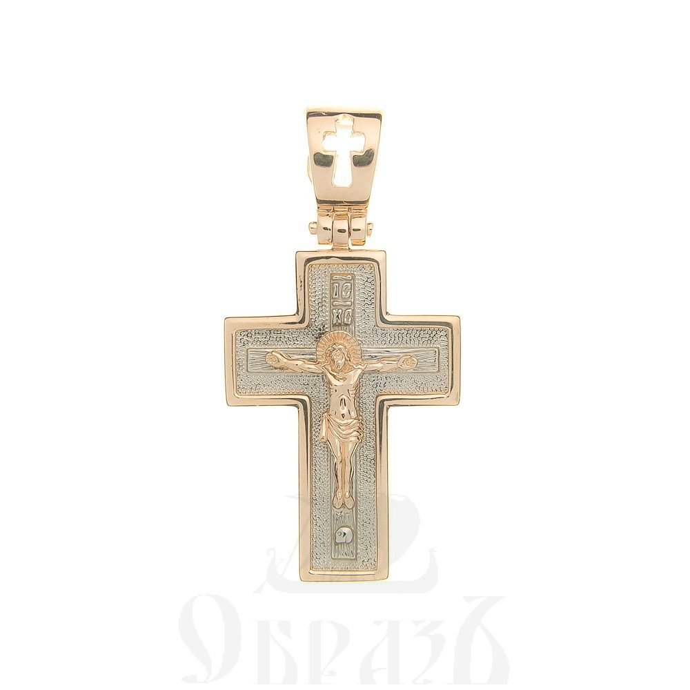 золотой крест с молитвой "отче наш", 585 проба желтого и белого цвета (арт. п30053-з5жб)
