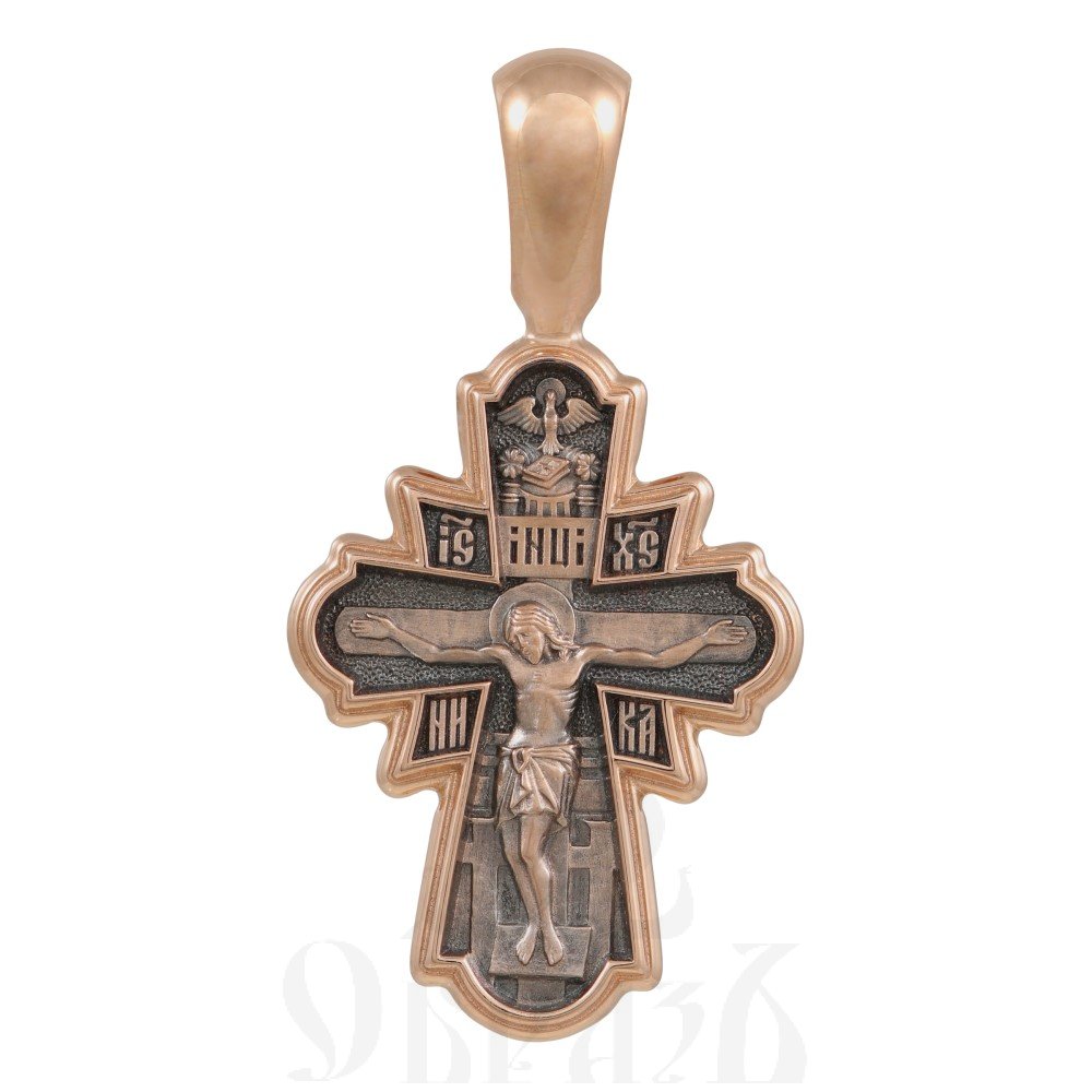 крест «распятие. свт. николай чудотворец», золото 585 проба красное (арт. 201.488-1)