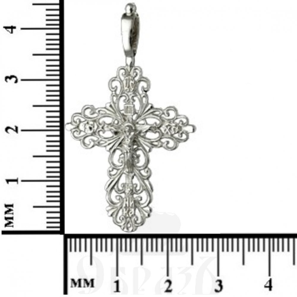крест «распятие, владимирская икона божией матери», серебро 925 проба с фианитами и родированием (арт. 2-178-8)